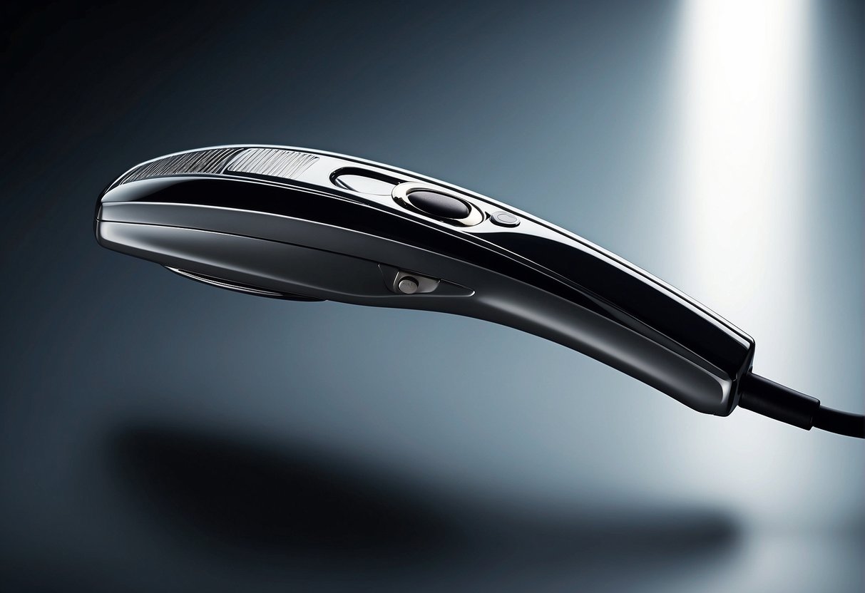 An electric razor gliding smoothly over a clean-shaven surface, with tiny hairs being effortlessly whisked away