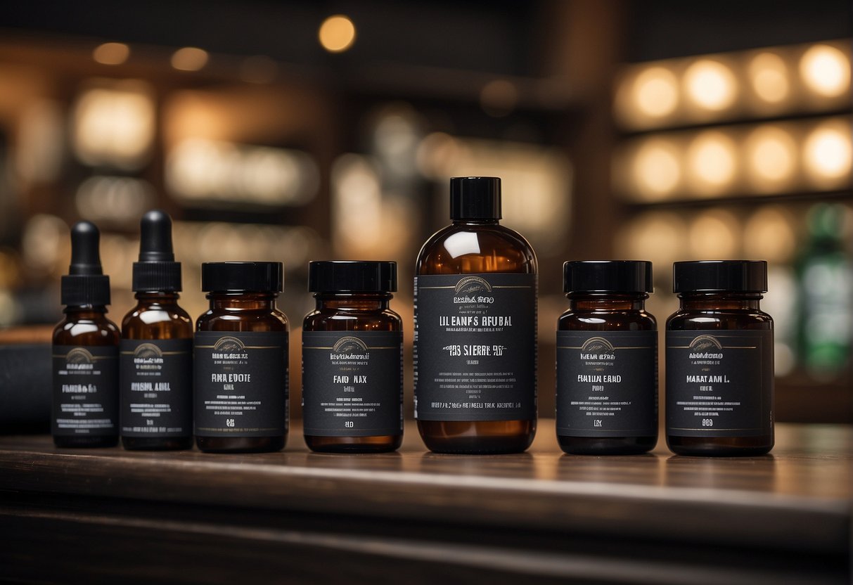 A natural, healthy beard care product display with FAQ signage