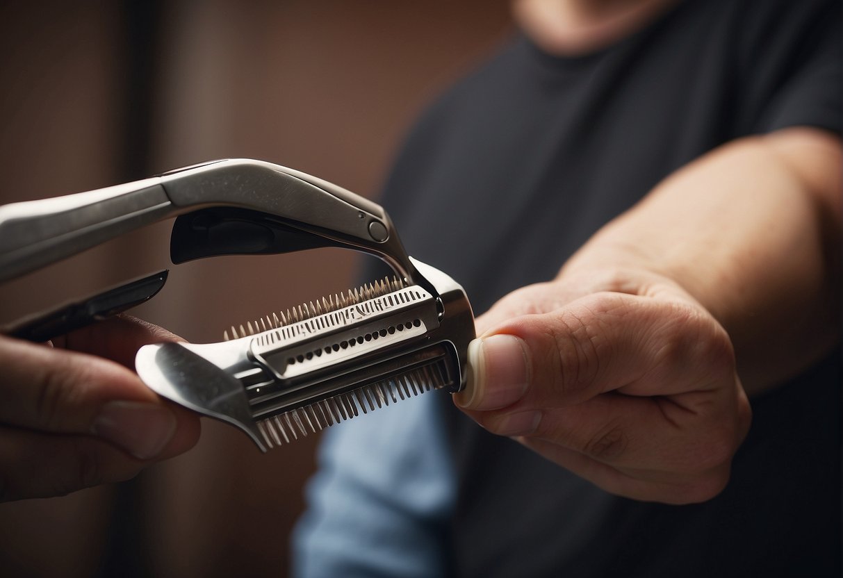 A razor shaving a bald head with FAQ text in the background