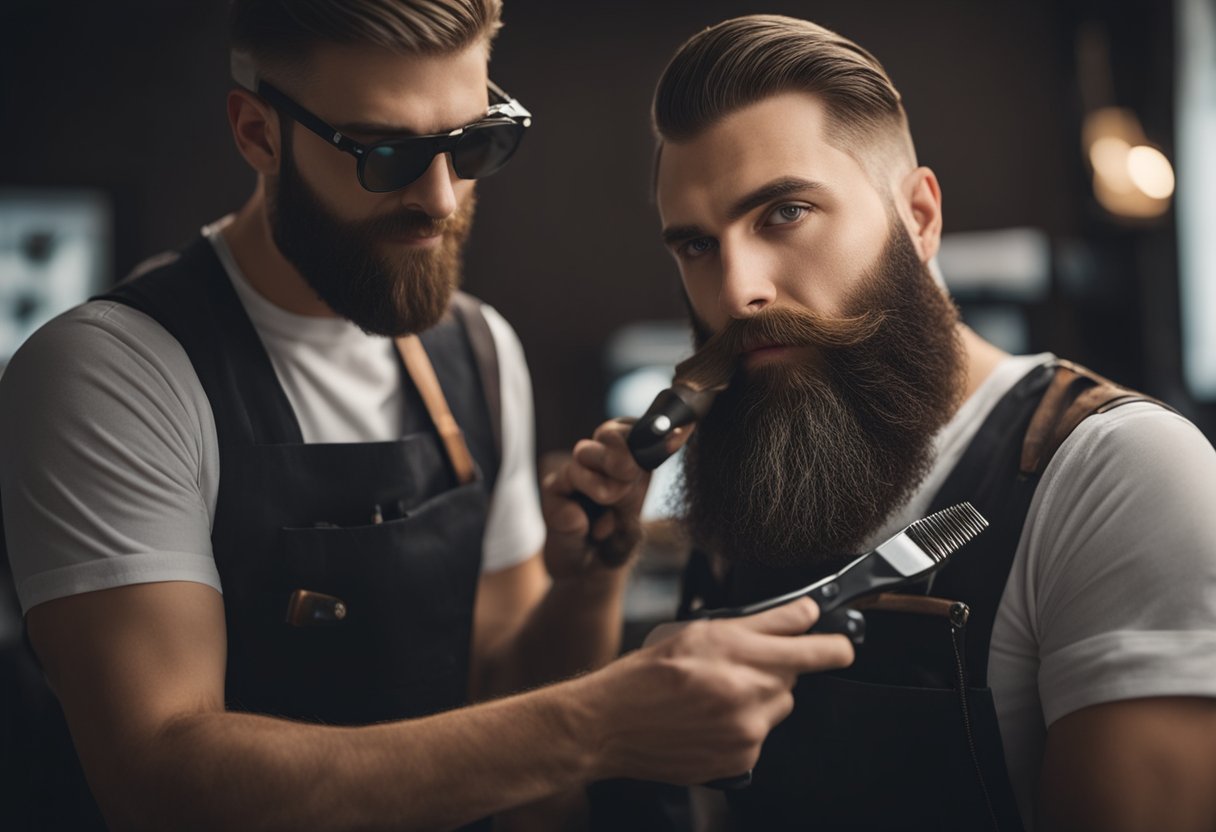 A perfectly trimmed beard with a focus on grooming and growth. Sharp cutting techniques for a polished appearance