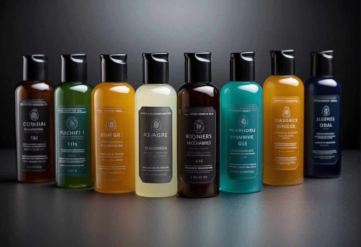 A variety of men's shaving gels displayed with different packaging and scents, creating an array of options for customers to choose from