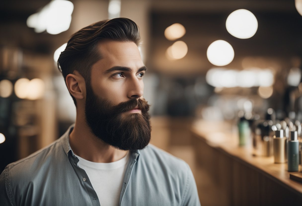 A clean, well-groomed beard with no oil in sight. Various alternative products displayed, emphasizing a healthy and well-maintained beard