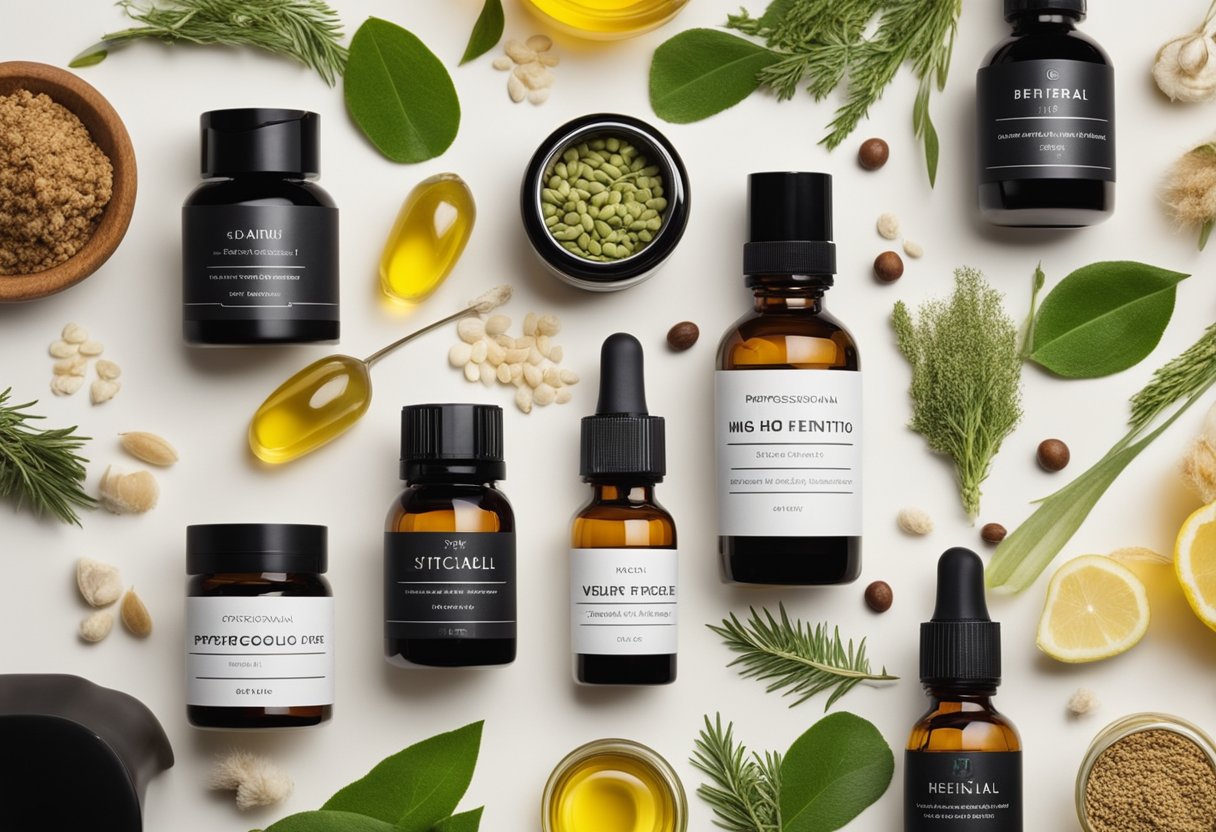 A variety of natural ingredients and their oil-free alternatives displayed on a clean, minimalist background for healthy and well-groomed beard care